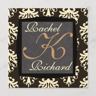CLASSY Beige & Brown RENEWAL Wedding INVITATION