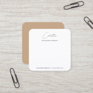 Classy Beige Handwritten Script Jewellery Display Square Business Card