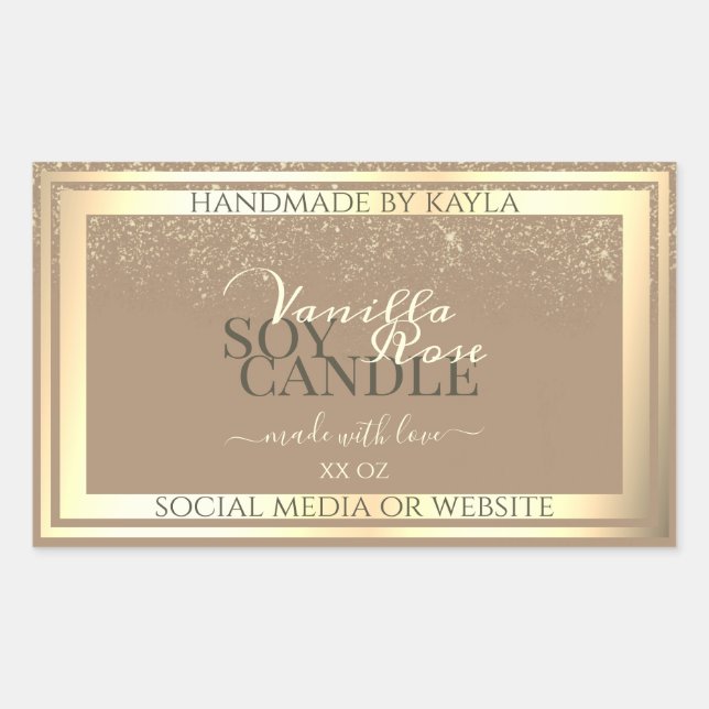 Classy Beige Product Packaging Labels Gold Frame (Front)