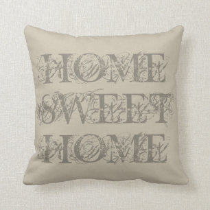 Classy beige taupe home sweet home throw pillow