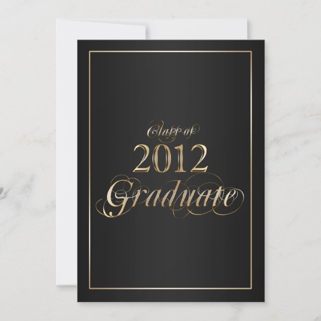 Classy Black and Gold 2012 Graduate Invitation (Front)