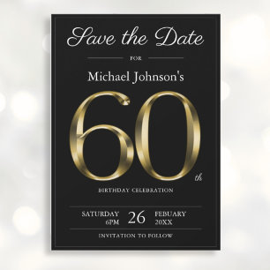 Classy Black and Gold 60th Birthday Party Save The Date