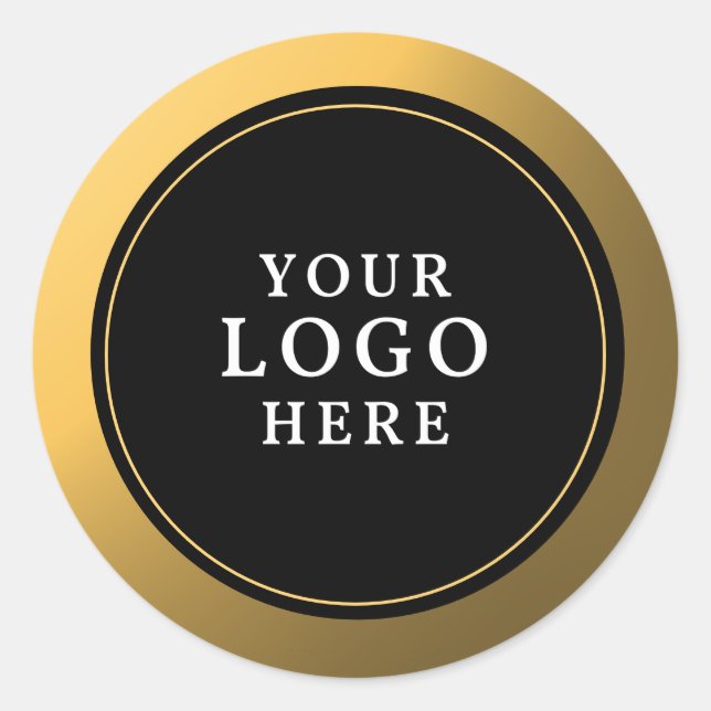 Classy Black And Gold Add Your Logo  Classic Round Sticker (Front)