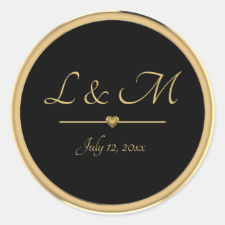 Classy Black and Gold Engagement Announcement Classic Round Sticker