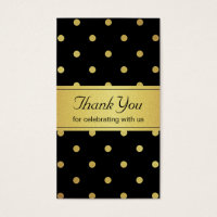 Classy Black and Gold Glitter Polka Dots Thank You