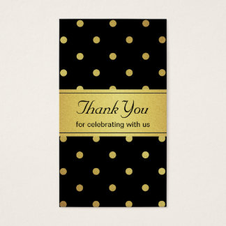 Classy Black and Gold Glitter Polka Dots Thank You