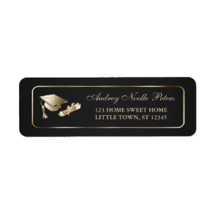 Classy Black and Gold Graduate Address Labels