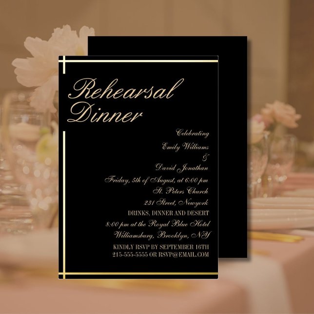 Classy Black and Gold Rehearsal Dinner  (Creator Uploaded)