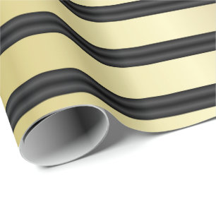 Classy Black and Gold Stripes Wrapping Paper