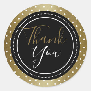 Classy Black And Gold Thank You Classic Round Sticker