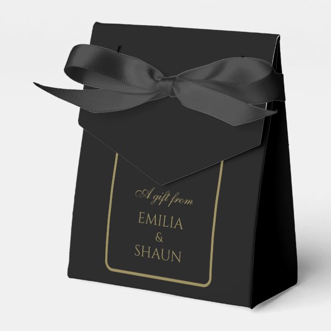 Classy Black and Gold Wedding Favour Boxes (Front Side)