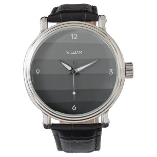 Classy Black and Grey Streeps Personalize Watch