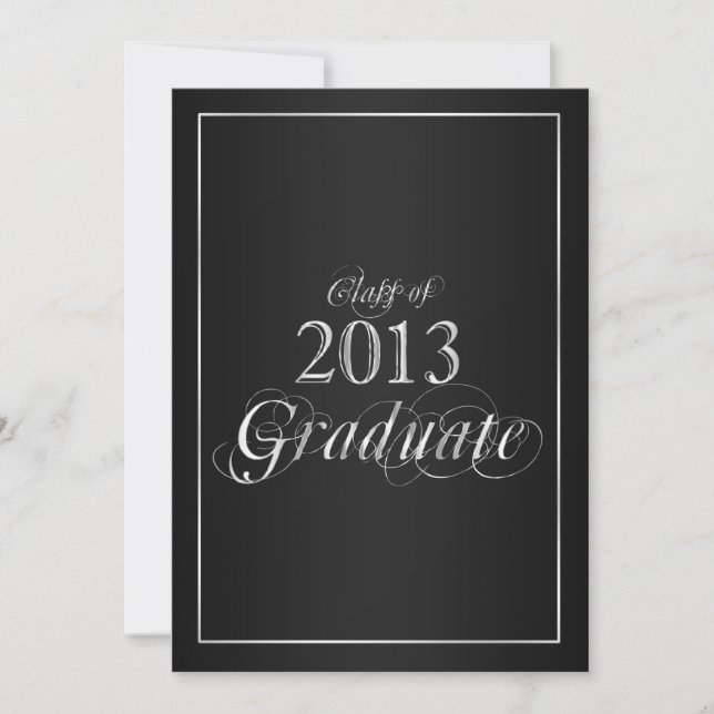 Classy Black and Silver 2013 Graduate Invitation (Front)