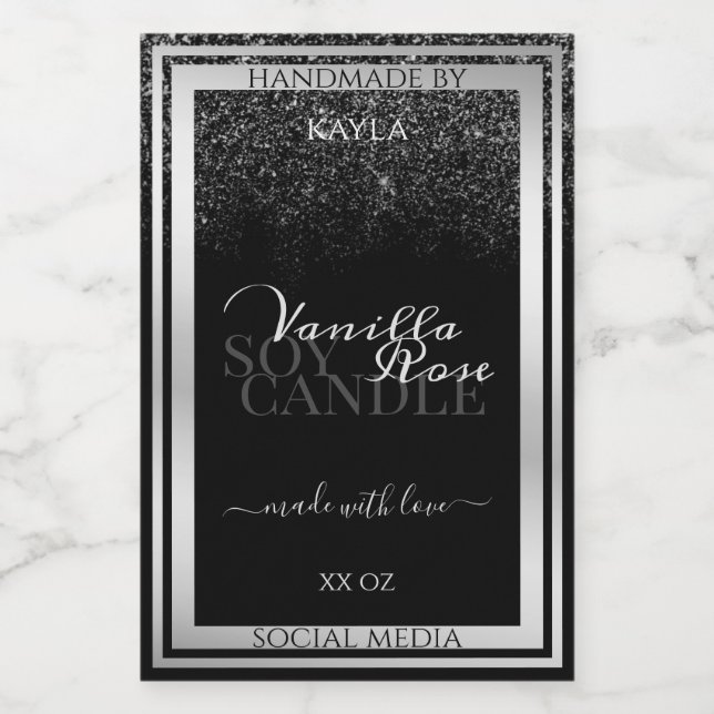 Classy Black and Silver Product Packaging Labels (Single Label)