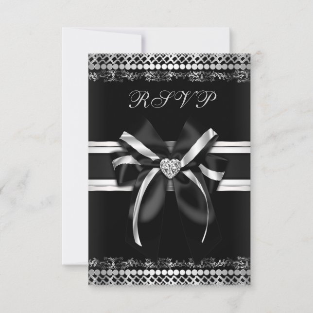 Classy Black and Silver RSVP Card (Front)