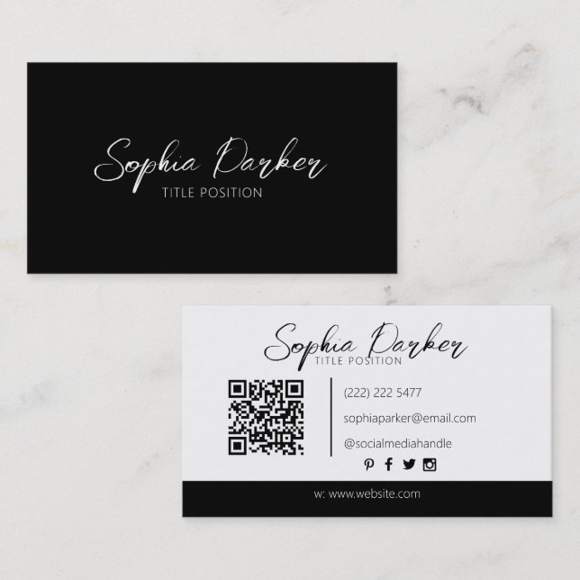Classy Black And White  Business Card (Front/Back)