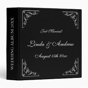 Classy black and white custom wedding album binder