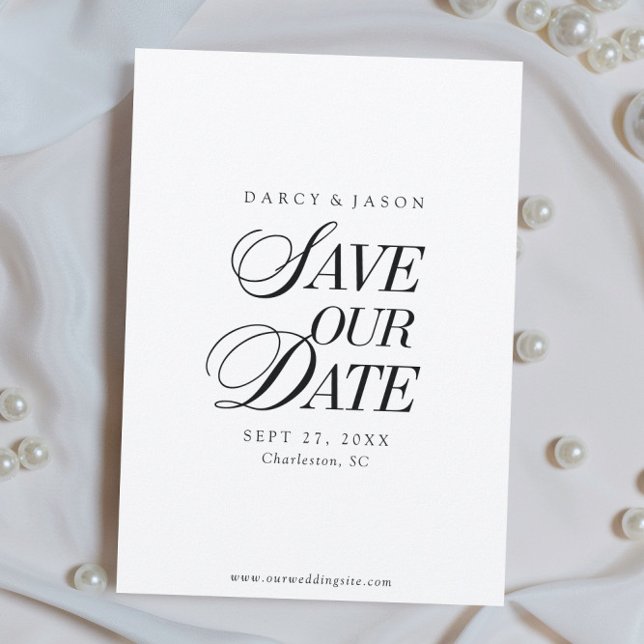 Classy Black and White Elegant Save the Date Card (Classy Black and White Elegant Save the Date Card)
