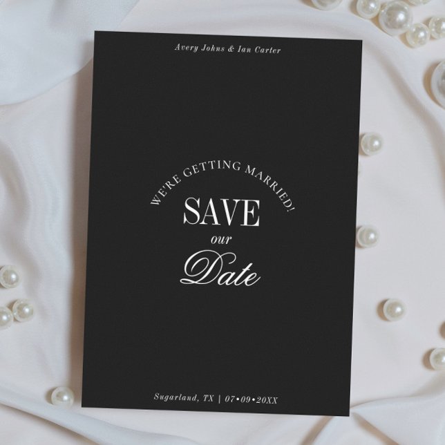 Classy Black and White Elegant Save the Date Card (Créateur téléchargé)