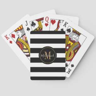 Classy Black and White Monogrammed Personalized Playing Cards