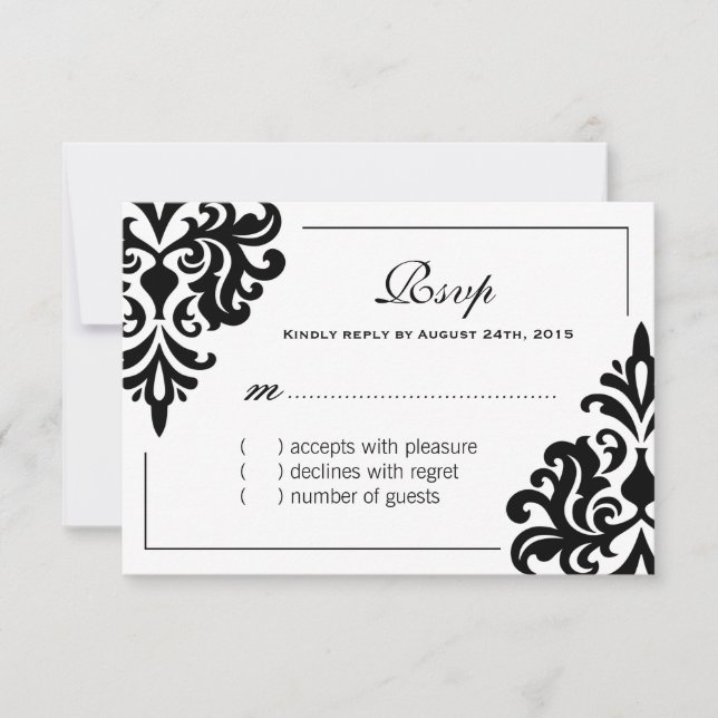 Classy Black and White RSVP Cards (Front)