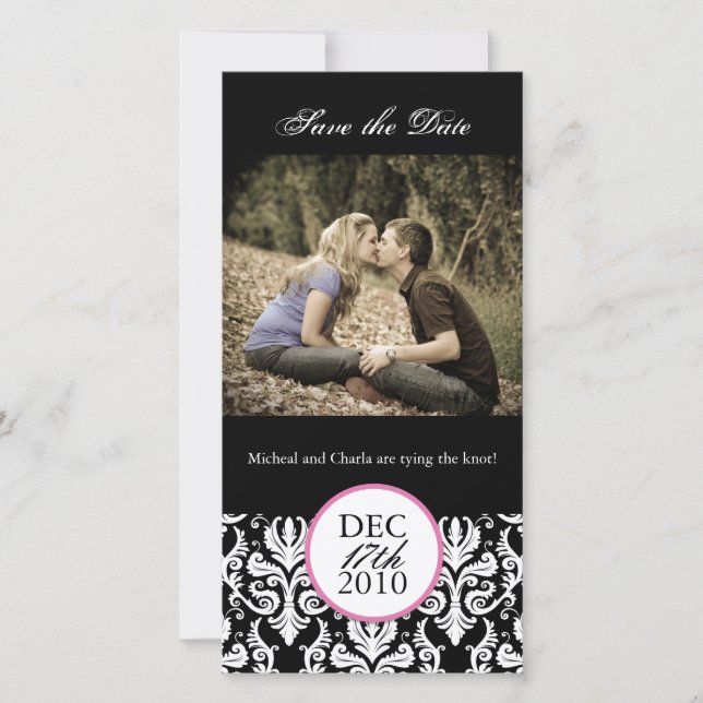 Classy Black and White Save the Date Photocard (Front)