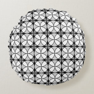 Classy Black and white Shippo Pattern Round Pillow