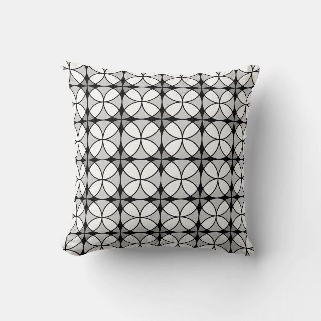 Classy Black and white Shippo Pattern Throw Pillow (Front)