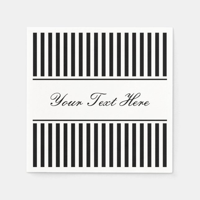 Classy black and white striped napkins for wedding (Front)