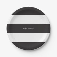 Classy Black and White Striped Paper Plate