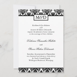 Classy Black and White Wedding Invitation