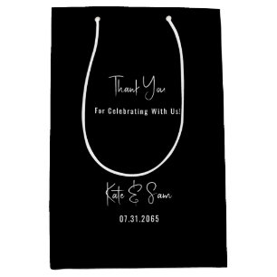 Classy Black and White Wedding Medium Gift Bag