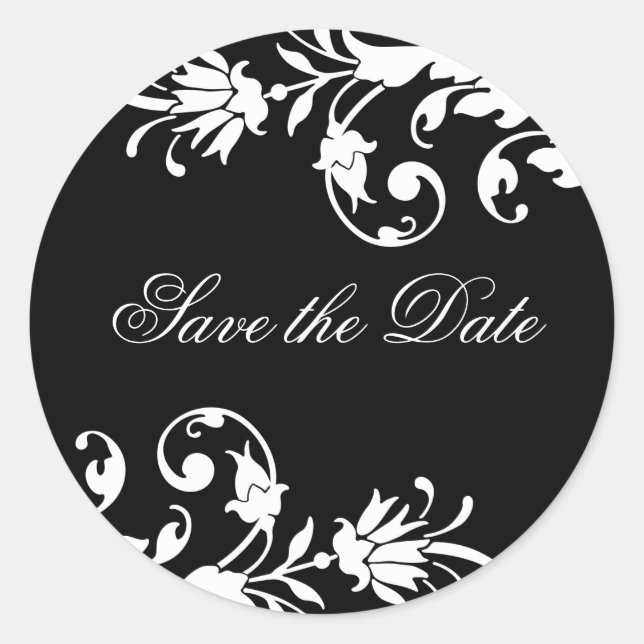 Classy Black and White Wedding Stickers (Front)