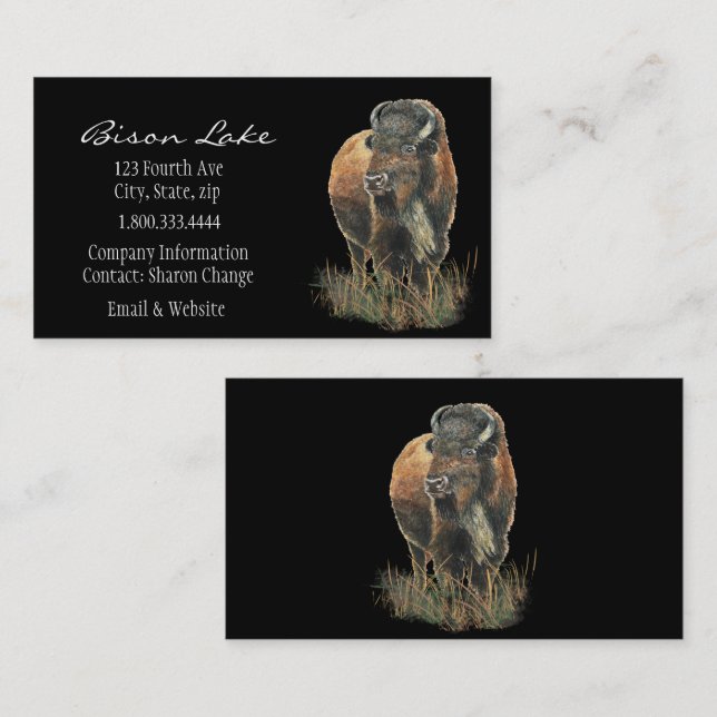 Classy Black Bison, Buffalo  Business Card (Front/Back)