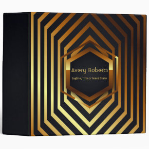 Classy black blue gold Elegant geometric Binder