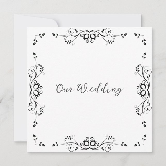 Classy Black Border Wedding Invitation (Front)