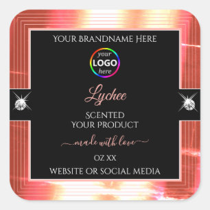 Classy Black brillant Rose Golden Logo Étiquette d