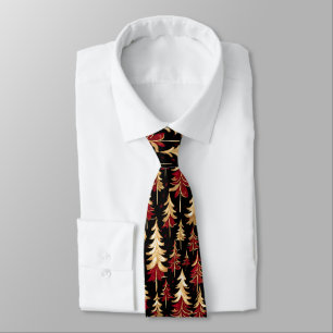 Classy Black, Burgundy and Gold Christmas Tree Tie