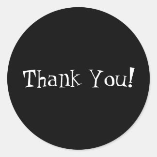 Classy Black Circle Black and White Thank You! Classic Round Sticker