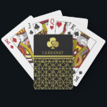 Classy Black Gold Card Suits Monogrammed Club<br><div class="desc">These luxurious,  personalized playing cards have a card suits pattern in black and faux (printed) gold,  with room at the top for your monogram and name. Celebrate your love of card games with this stylish,  custom deck.</div>