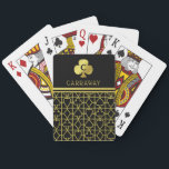 Classy Black Gold Card Suits Monogrammed Club<br><div class="desc">These luxurious,  personalized playing cards have a card suits pattern in black and faux (printed) gold,  with room at the top for your monogram and name. Celebrate your love of card games with this stylish,  custom deck.</div>