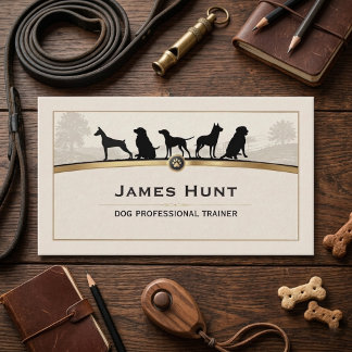 Classy Black Gold Dog Trainer Puppy Business Card