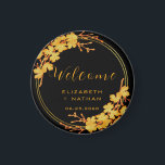 Classy Black & Gold Floral Wedding welcome Magnet<br><div class="desc">The Classy Black & Gold Floral Wedding welcome magnet boasts a luxurious black and gold palette, with a stunning golden floral pattern and modern typography set against a black background, exuding elegance and sophistication. ♥ View the collection on this page to find matching products. ♥Customize it with your text by...</div>