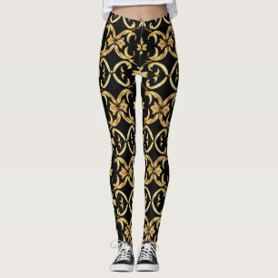 Classy Black Gold Pattern Leggings