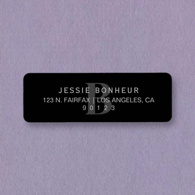 Classy Black & Light Dark Grey Adresse de retour (Créateur téléchargé)