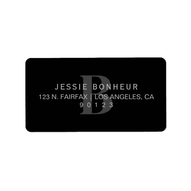Classy Black & Light Dark Grey Return Address Label (Front)