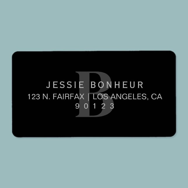 Classy Black & Light Dark Grey Return Address Label (Creator Uploaded)