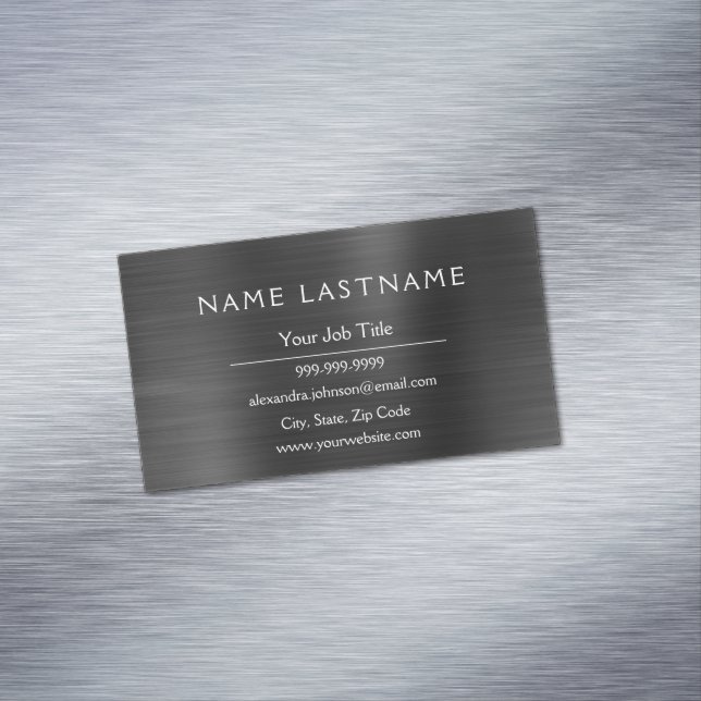 Classy Black Metallic Foil Modern Business Magnetic Business Card (In Situ)
