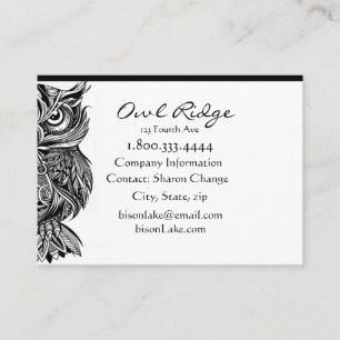 Classy Black Owl Bird Nature Custom Business Card
