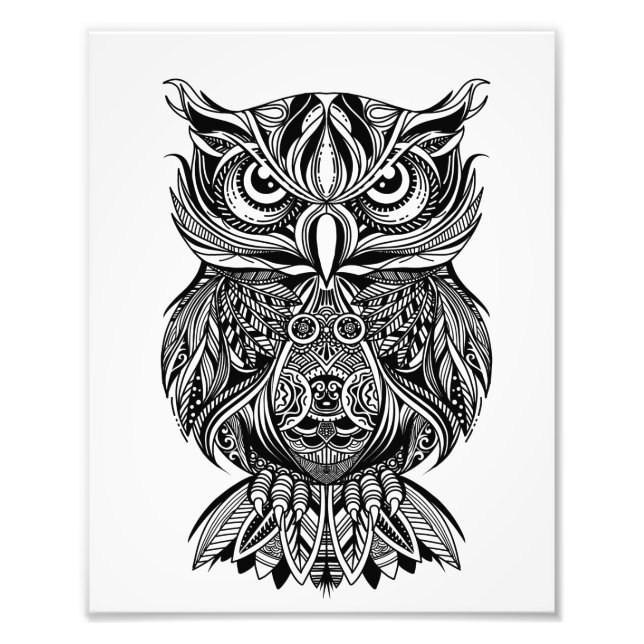 Classy Black Owl Bird Nature Custom Business Card Photo Print (Front)